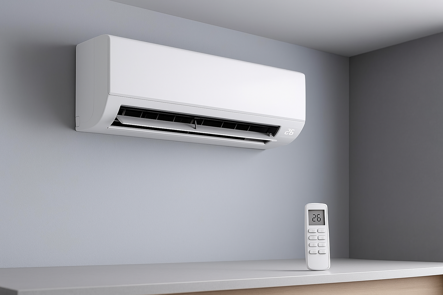 White Wall-Mounted Air Conditioning Unit with Remote Control