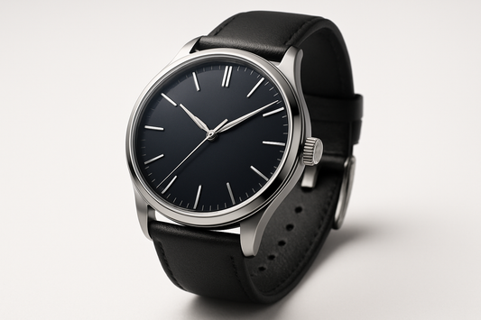 Black Leather Strap Watch